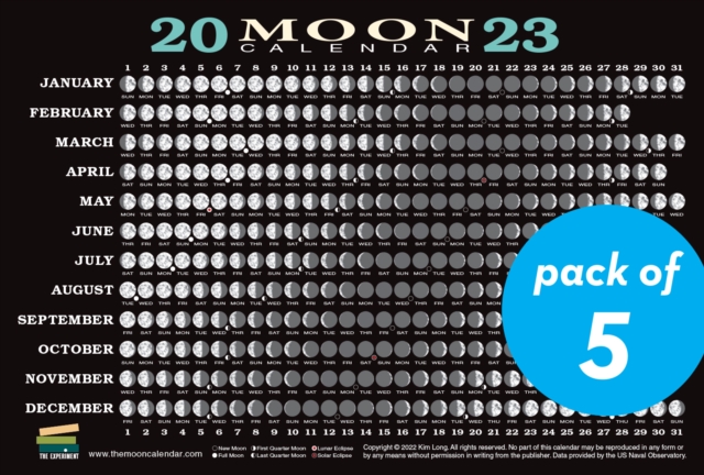 2023 Moon Calendar Card 5 pack : Lunar Phases, Eclipses, and More!, Cards Book