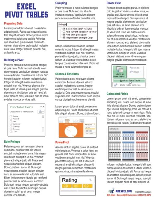 Excel Pivot Tables Laminated Tip Card : Pivot Table Tricks from MrExcel, Pamphlet Book