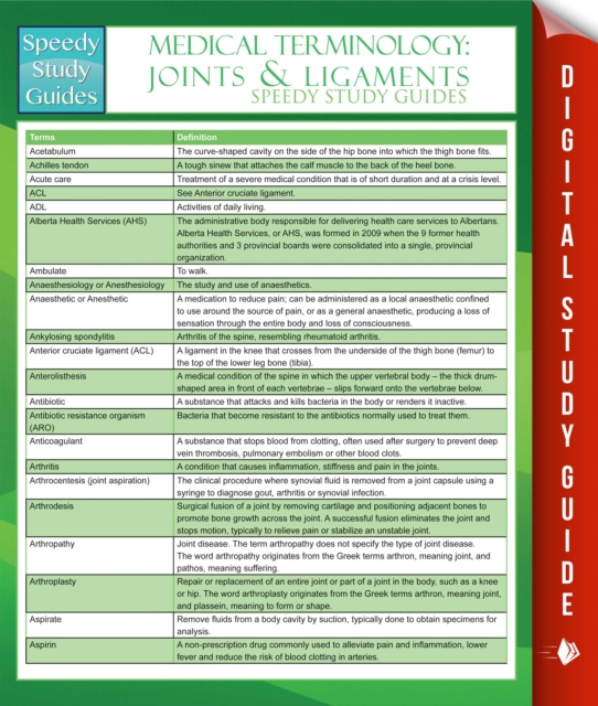 Medical Terminology: Joints & Ligaments Speedy Study Guides, EPUB eBook