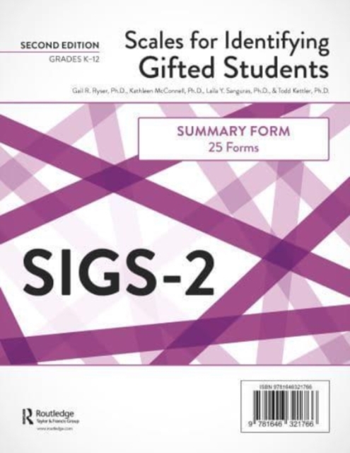 Scales for Identifying Gifted Students (SIGS-2) : Summary Forms (25 Forms), Loose-leaf Book