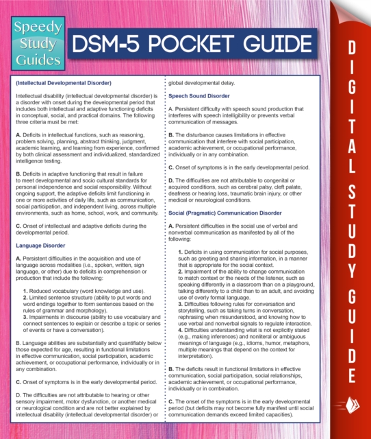 DSM-5 Pocket Guide (Speedy Study Guides), EPUB eBook