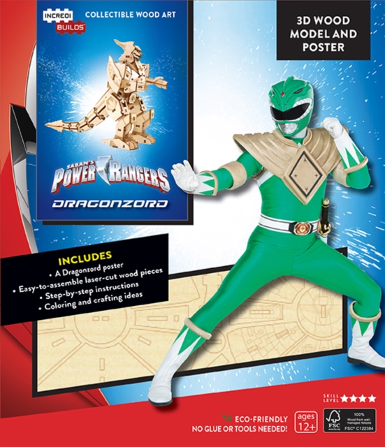 IncrediBuilds: Power Rangers: Dragonzord 3D Wood Model and Poster, Kit Book