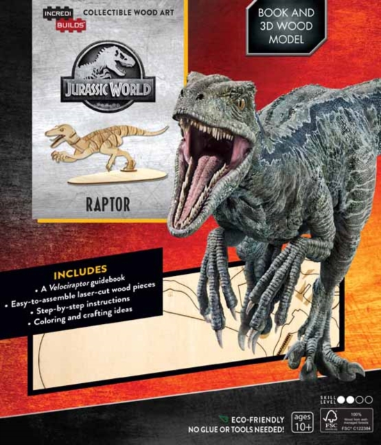 IncrediBuilds: Jurassic World: Raptor Book and 3D Wood Model, Kit Book