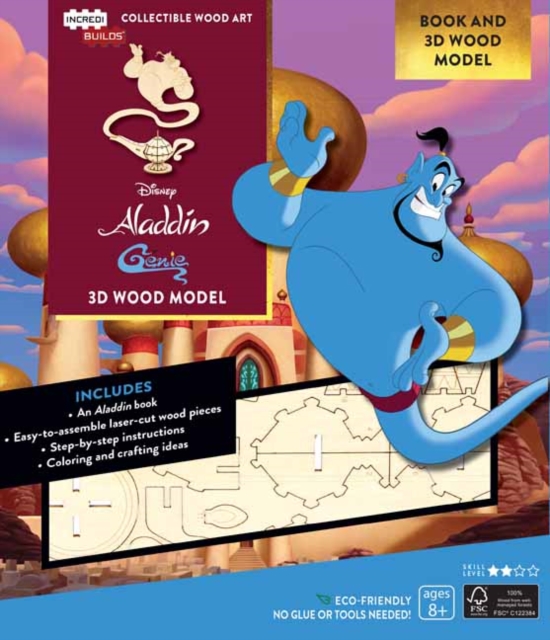 IncrediBuilds Disney's Aladdin: Genie Book and 3D Wood Model, Kit Book