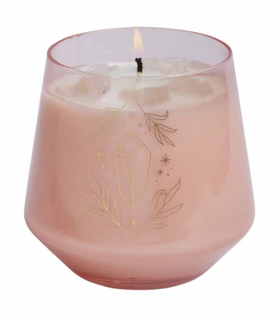 Rose Quartz Crystal Healing Scented Glass Candle, Other printed item Book