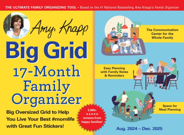 2025 Amy Knapp's Big Grid Family Organizer Wall Calendar : August 2024 - December 2025, Calendar Book
