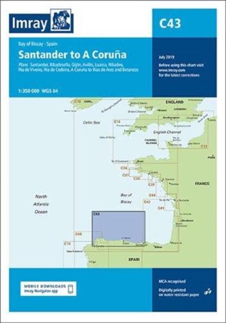 Imray Chart C43 : Santander to A Coruna, Sheet map, folded Book