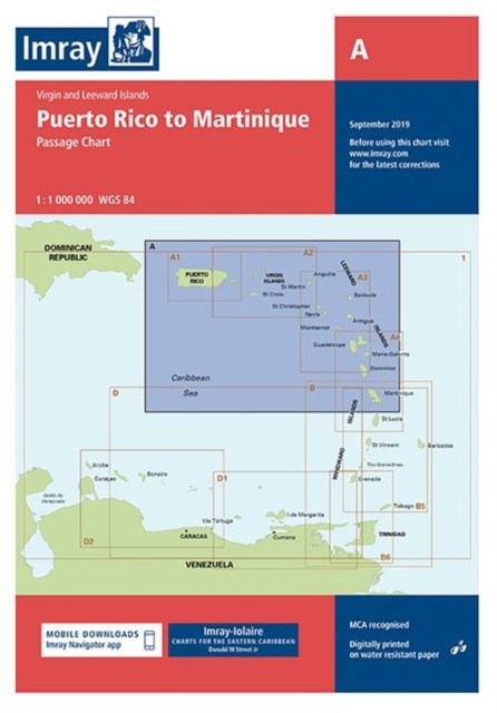 Imray Chart A : Lesser Antilles - Puerto Rico to Martinique Passage Chart, Sheet map, folded Book