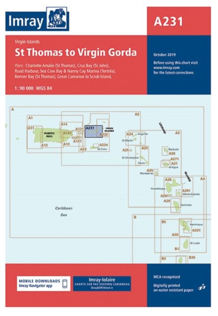 Imray Chart A231 : Virgin Islands St Thomas to Virgin Gorda, Sheet map, folded Book