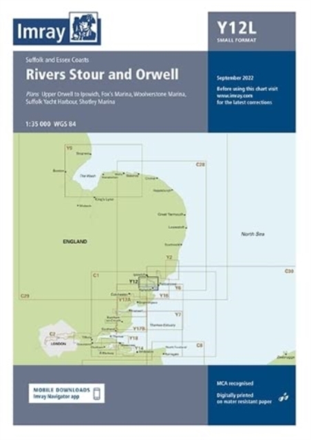 Imray Chart Y12 Laminated : Rivers Stour and Orwell, Sheet map, flat Book