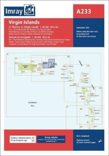 Imray Chart A233 : Virgin Islands, Sheet map, folded Book