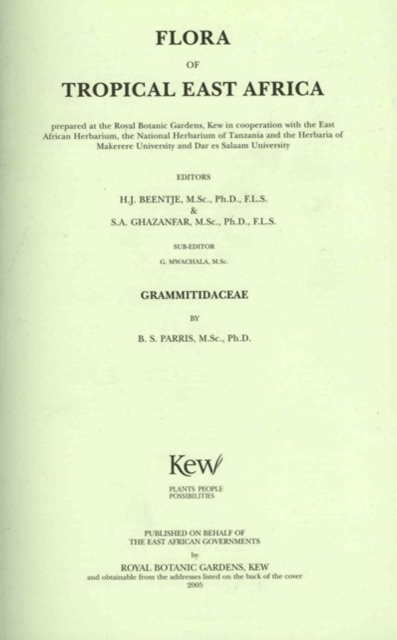 Flora of Tropical East Africa: Grammiditidaceae : Grammiditidaceae, Paperback / softback Book