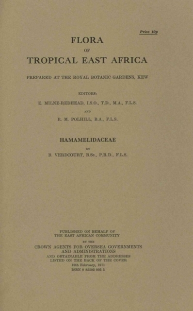 Flora of Tropical East Africa: Hamamelidaceae : Hamamelidaceae, Paperback / softback Book