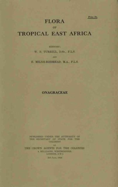 Flora of Tropical East Africa: Onagraceae : Onagraceae, Paperback / softback Book