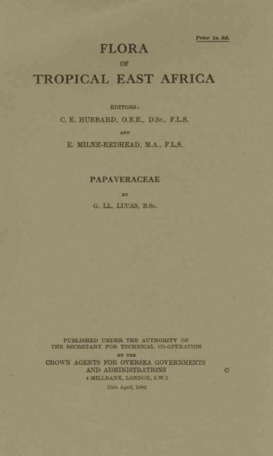 Flora of Tropical East Africa: Papaveraceae : Papaveraceae, Paperback / softback Book