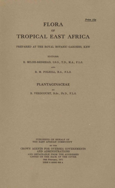 Flora of Tropical East Africa: Plantaginaceae, Paperback / softback Book