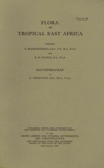 Flora of Tropical East Africa: Salvadoraceae : Salvadoraceae, Paperback / softback Book