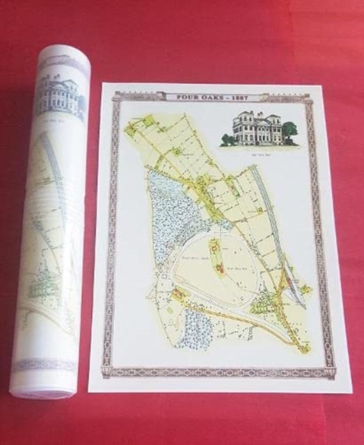 Four Oaks 1887 - Old Map Supplied Rolled in a Clear Two Part Screw Presentation Tube - Print size 45cm x 32cm, Sheet map, rolled Book