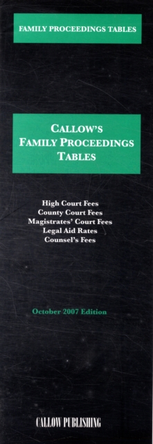 Family Proceedings Tables, Paperback Book