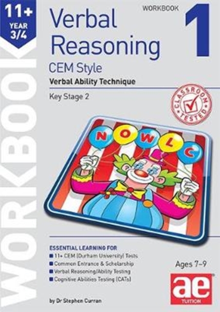 11+ Verbal Reasoning Year 3/4 CEM Style Workbook 1 : Verbal Ability Technique, Paperback / softback Book