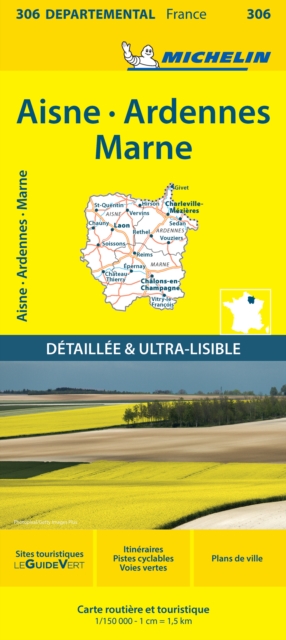 Aisne Ardennes Marne - Michelin Local Map 306 : Map, Sheet map, folded Book