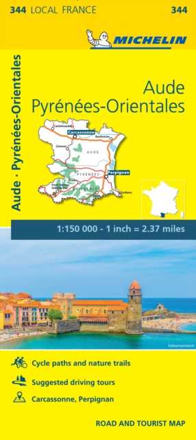 Aude, Pyrenees-Orientales - Michelin Local Map 344 : Map, Sheet map, folded Book