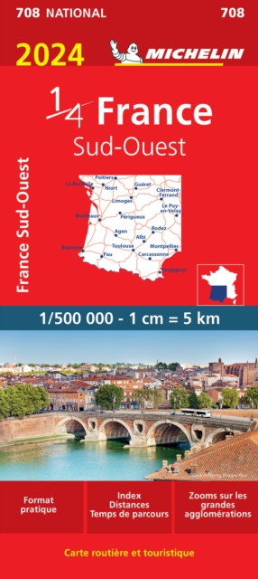 Southwestern France 2024 - Michelin National Map 708 : Map, Sheet map, folded Book
