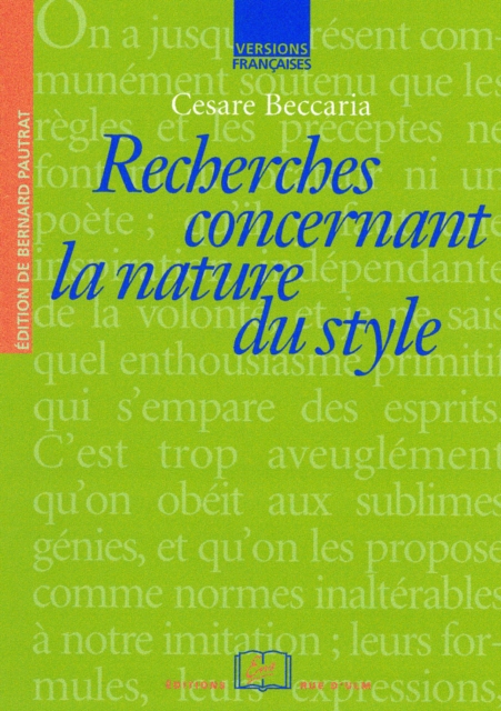 Recherches concernant la nature du style, PDF eBook