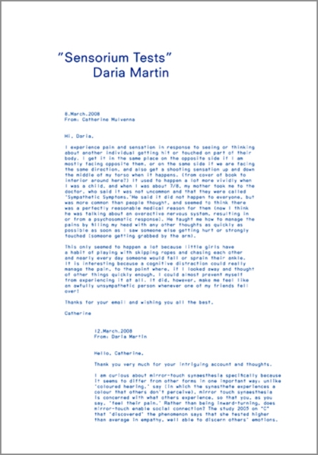 Daria Martin : Sensorium Tests, Paperback / softback Book
