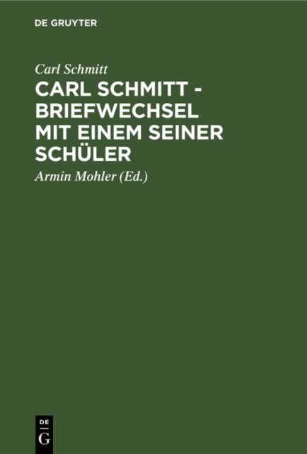 Carl Schmitt - Briefwechsel mit einem seiner Schuler, PDF eBook