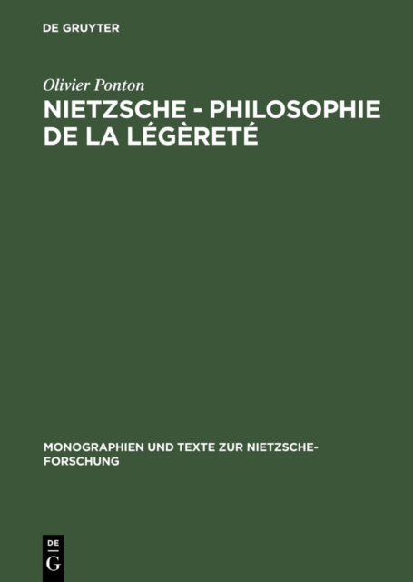 Nietzsche - Philosophie de la legerete, PDF eBook