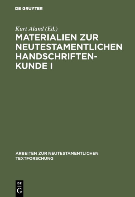 Materialien zur neutestamentlichen Handschriftenkunde I, PDF eBook