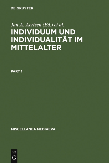 Individuum und Individualitat im Mittelalter, PDF eBook