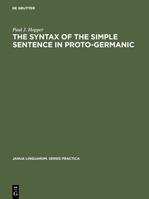 The Syntax of the Simple Sentence in Proto-Germanic, PDF eBook