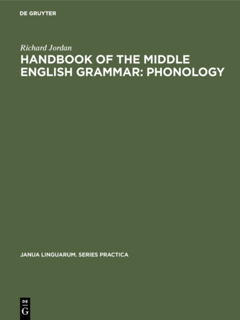 Handbook of the Middle English Grammar: Phonology, PDF eBook