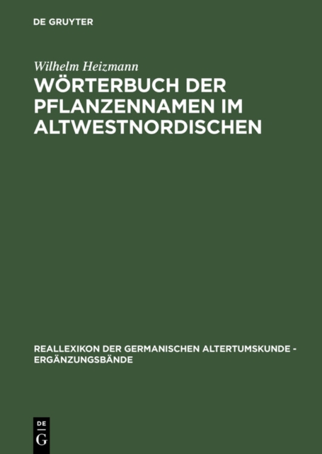 Worterbuch der Pflanzennamen im Altwestnordischen, PDF eBook