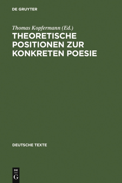 Theoretische Positionen zur Konkreten Poesie : Texte und Bibliographie, PDF eBook