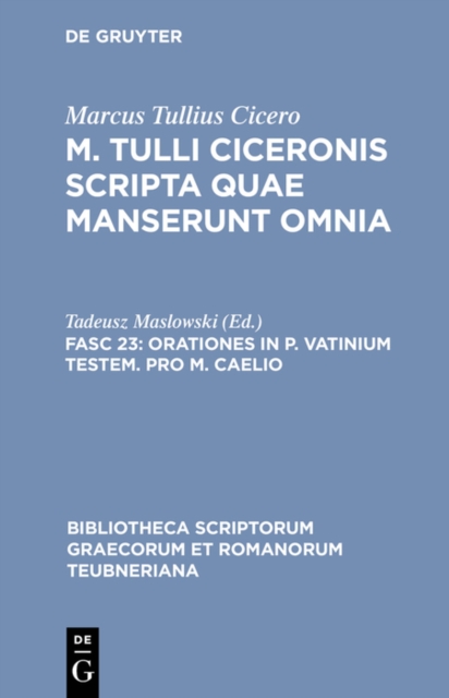 Orationes in P. Vatinium testem. Pro M. Caelio, PDF eBook