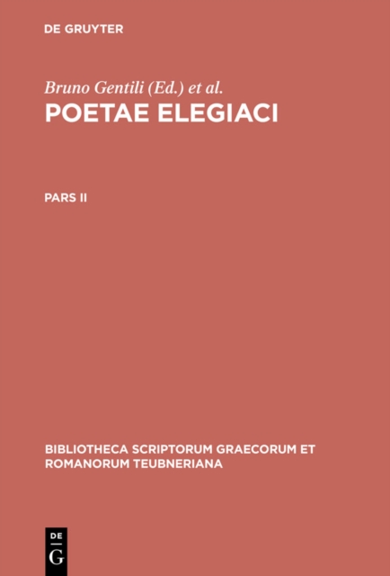 Poetae elegiaci : Pars II, PDF eBook