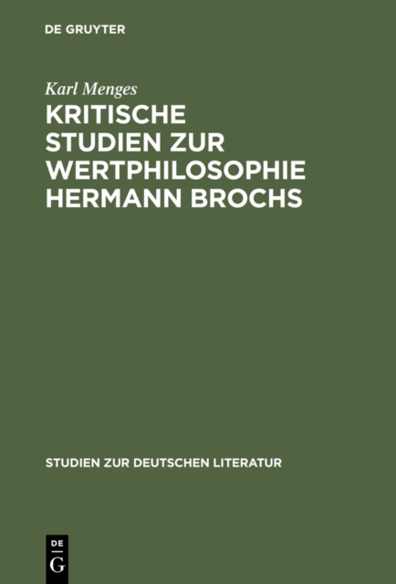 Kritische Studien zur Wertphilosophie Hermann Brochs, PDF eBook