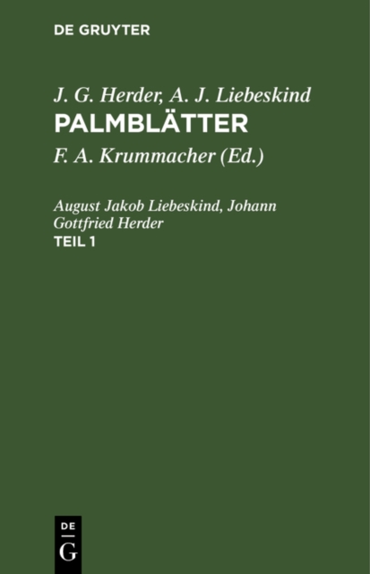 J. G. Herder; A. J. Liebeskind: Palmblatter. Teil 1, PDF eBook