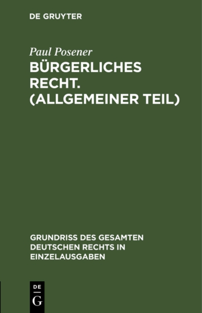Burgerliches Recht. (Allgemeiner Teil), PDF eBook