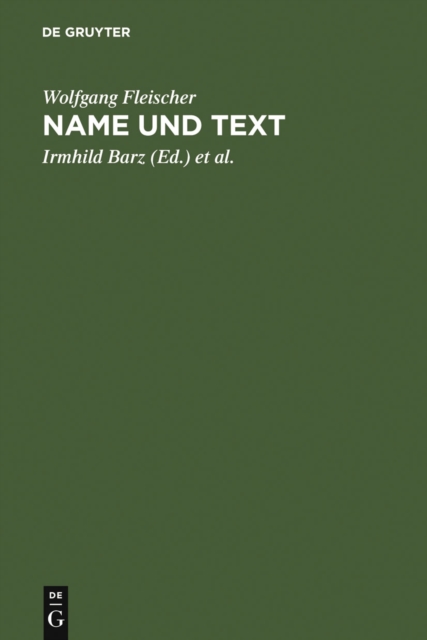 Name und Text : ausgewahlte Studien zur Onomastik und Stilistik, PDF eBook