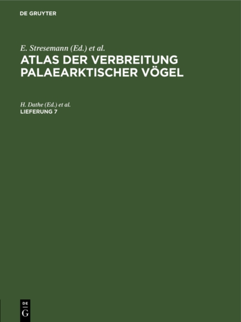 Atlas der Verbreitung palaearktischer Vogel. Lieferung 7, PDF eBook