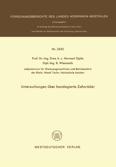 Untersuchungen uber bandagierte Zahnrader, PDF eBook