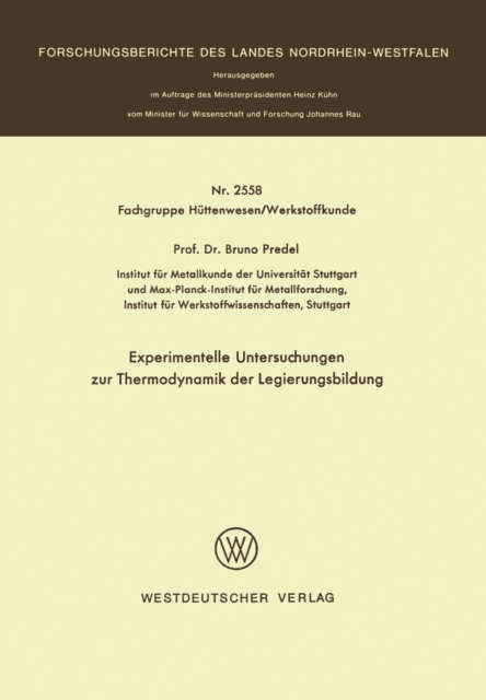 Experimentelle Untersuchungen zur Thermodynamik der Legierungsbildung, PDF eBook