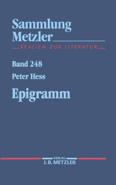 Epigramm : Sammlung Metzler, 248, PDF eBook