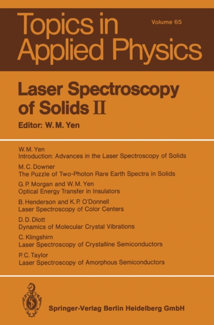 Laser Spectroscopy of Solids II, PDF eBook
