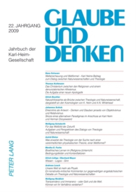 Glaube Und Denken : Jahrbuch Der Karl-Heim-Gesellschaft- 22. Jahrgang 2009, Paperback / softback Book