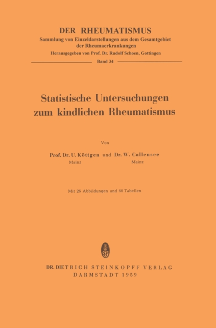 Statistische Untersuchungen zum Kindlichen Rheumatismus, PDF eBook